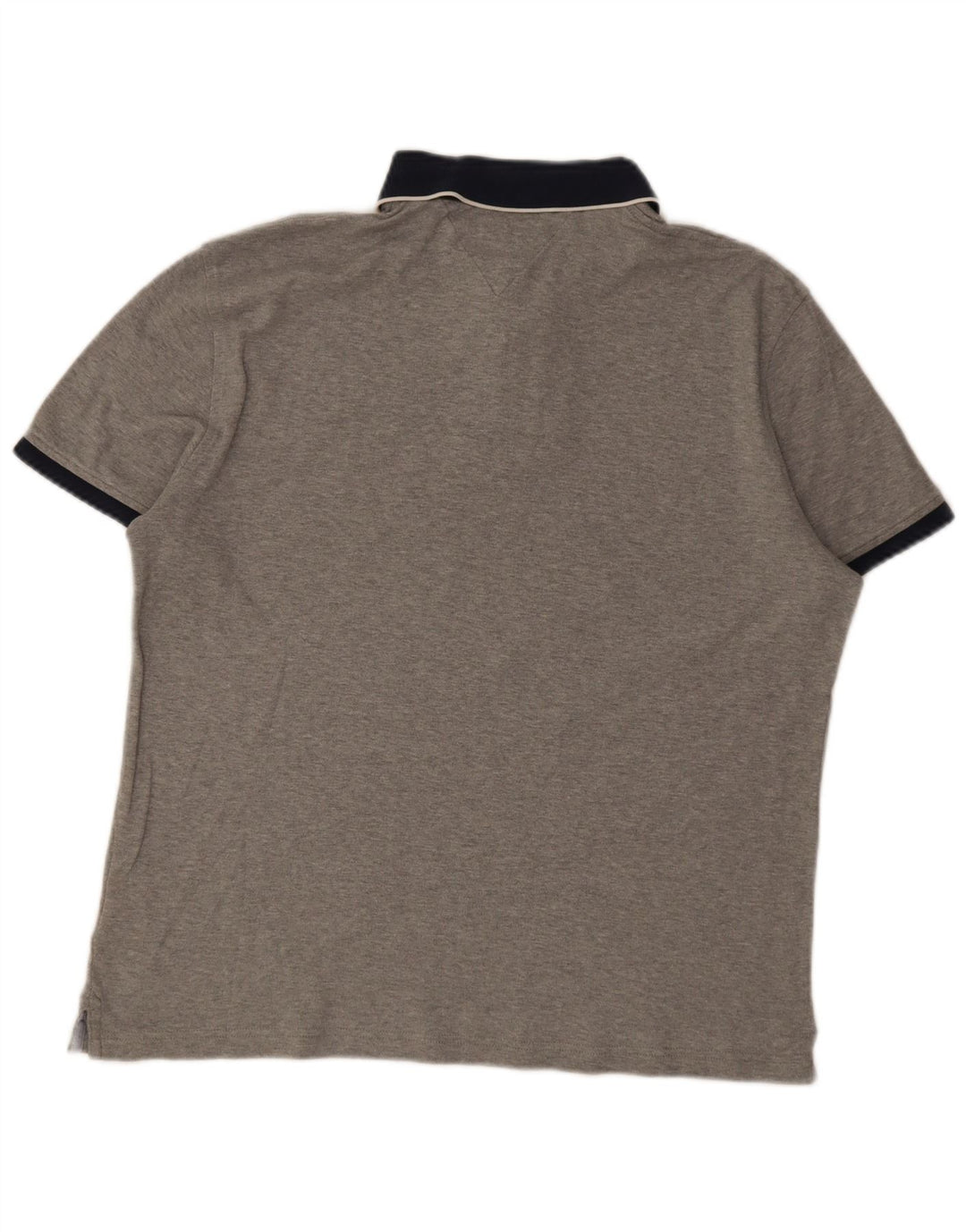 Tommy Hilfiger Herre Polo Shirt Stor Grå Colourblock Bomuld