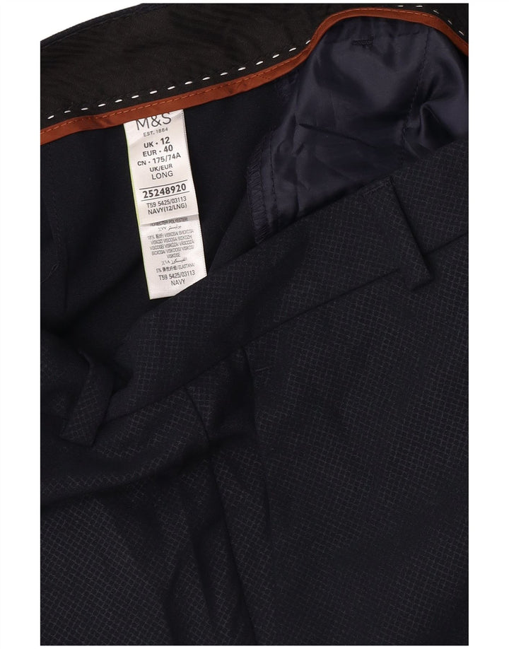 Marks & Spencer jakkesæt til kvinder UK 12 Medium W32 L32 Marineblå ternet