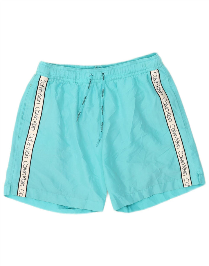 Calvin Klein Herre grafiske svømmeshorts Små blå Colourblock Polyester