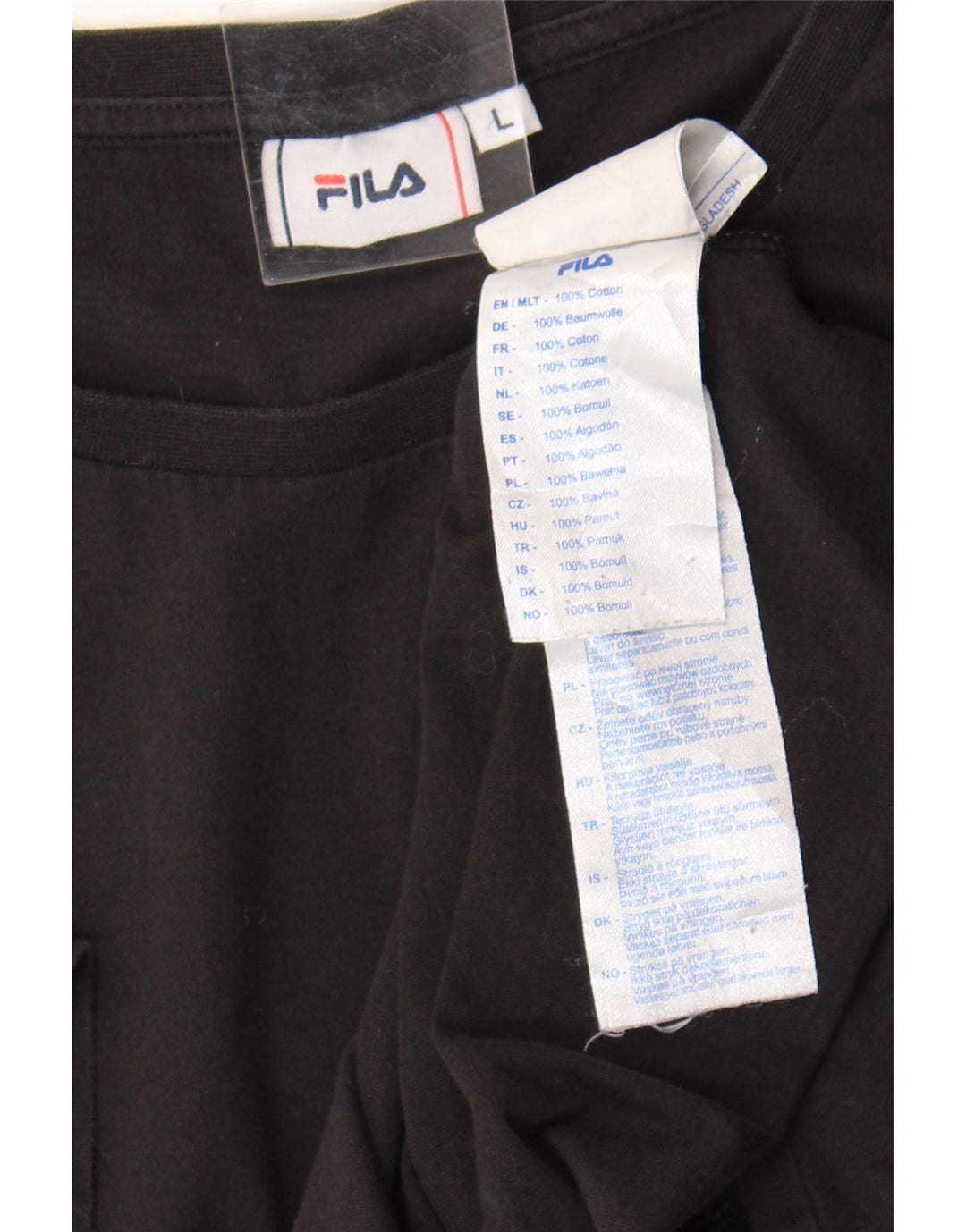 FILA Womens T-Shirt Top UK 16 Large Black Cotton Vintage Fila and Second-Hand Fila from Messina Hembry 