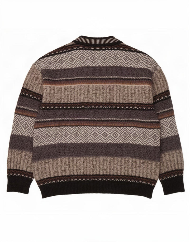 Jockey Herre V-hals sweater Stor grå stribet uld