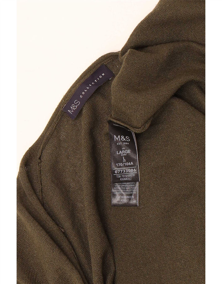 Marks & Spencer Dame Longline Åben Cardigan Sweater UK 16 Large Khaki