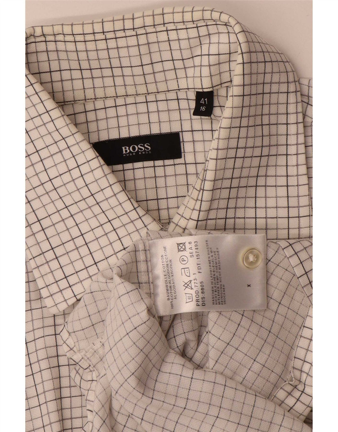Hugo Boss Herreskjorte str. 41 16 Stor hvid ternet bomuld