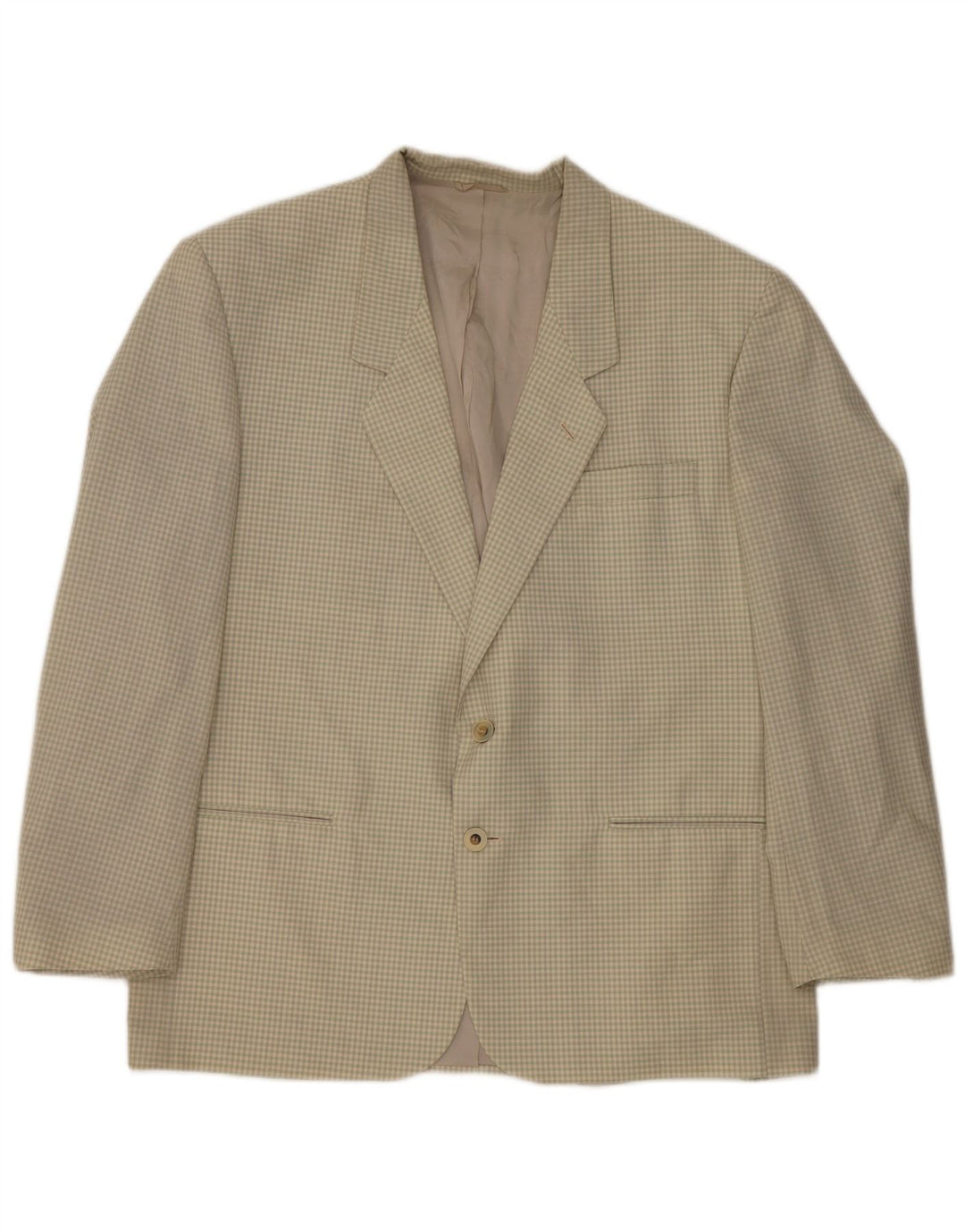 Chelsea Herre 2-knaps blazerjakke IT 54 2XL Beige Gingham Virgin Wool