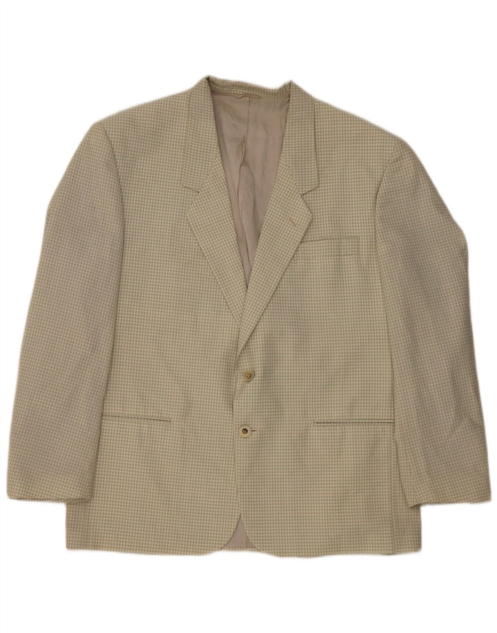 Chelsea Herre 2-knaps blazerjakke IT 54 2XL Beige Gingham Virgin Wool