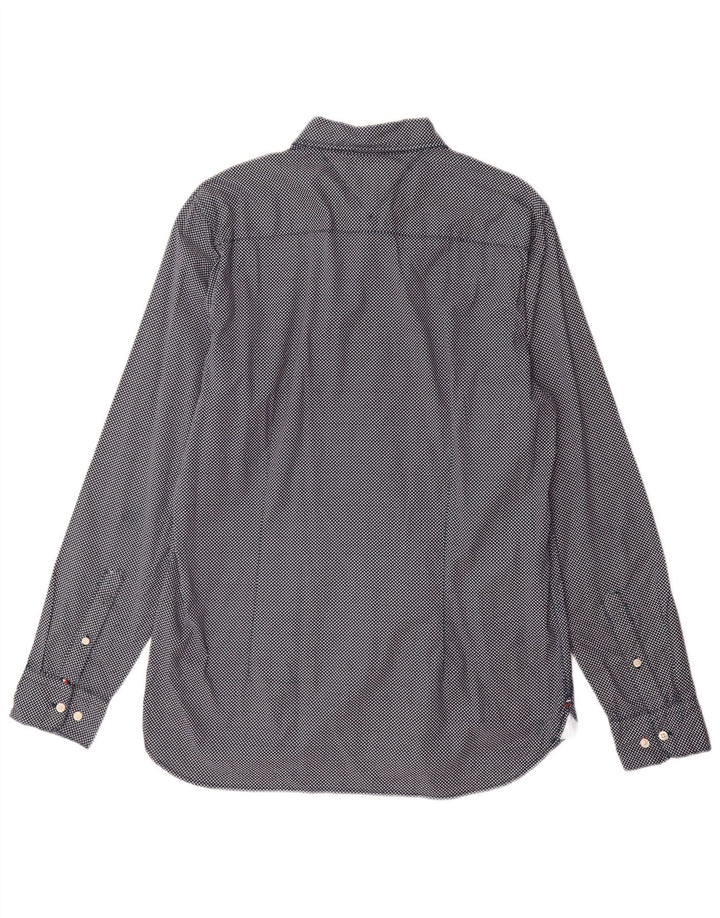 Tommy Hilfiger Herre Flex Slim Fit skjorte Stor marineblå geometrisk bomuld