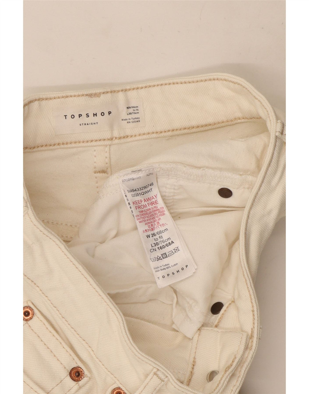 Topshop Dame Straight Jeans W26 L24 Hvid Bomuld