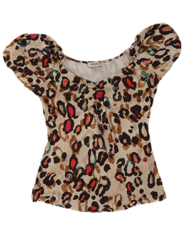 Liu Jo Damebluse Top UK 12 Medium Beige Animal Print