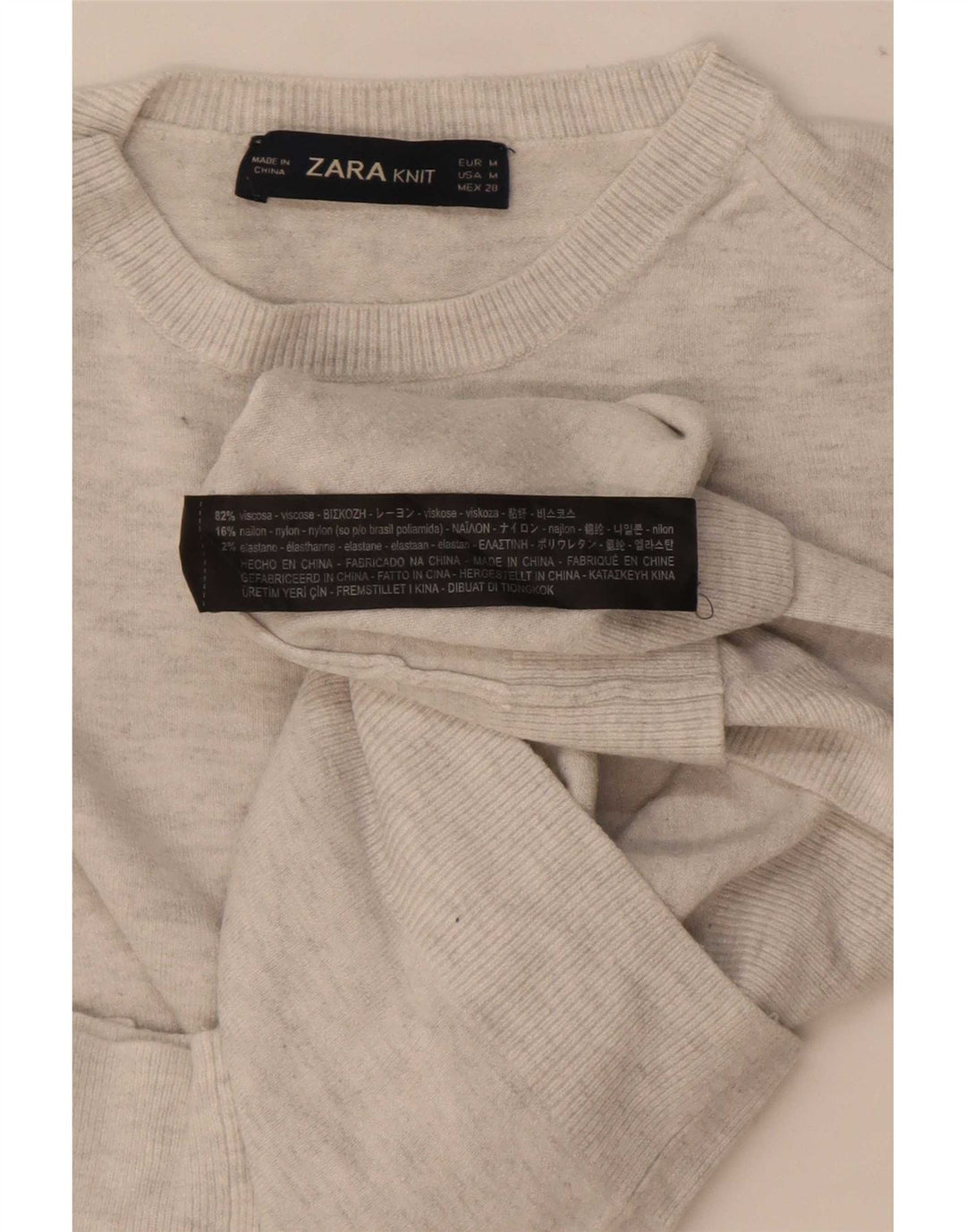Zara sweater med rund hals til kvinder UK 12 Medium Grey Flecked Viscose