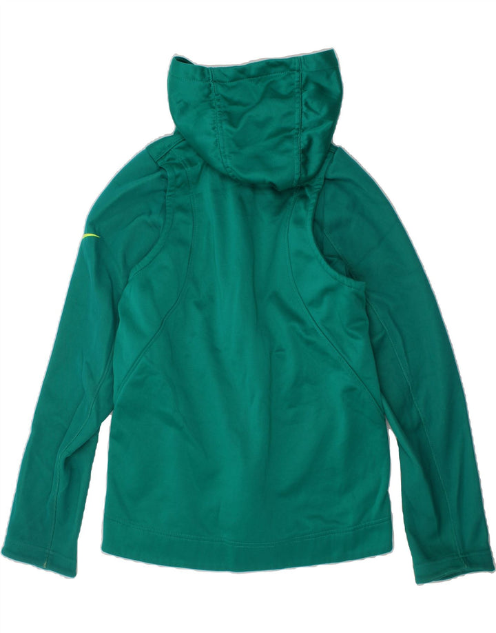 NIKE Girls Zip Hoodie Sweater 10-11 Years Medium Green Polyester Vintage Nike and Second-Hand Nike from Messina Hembry 