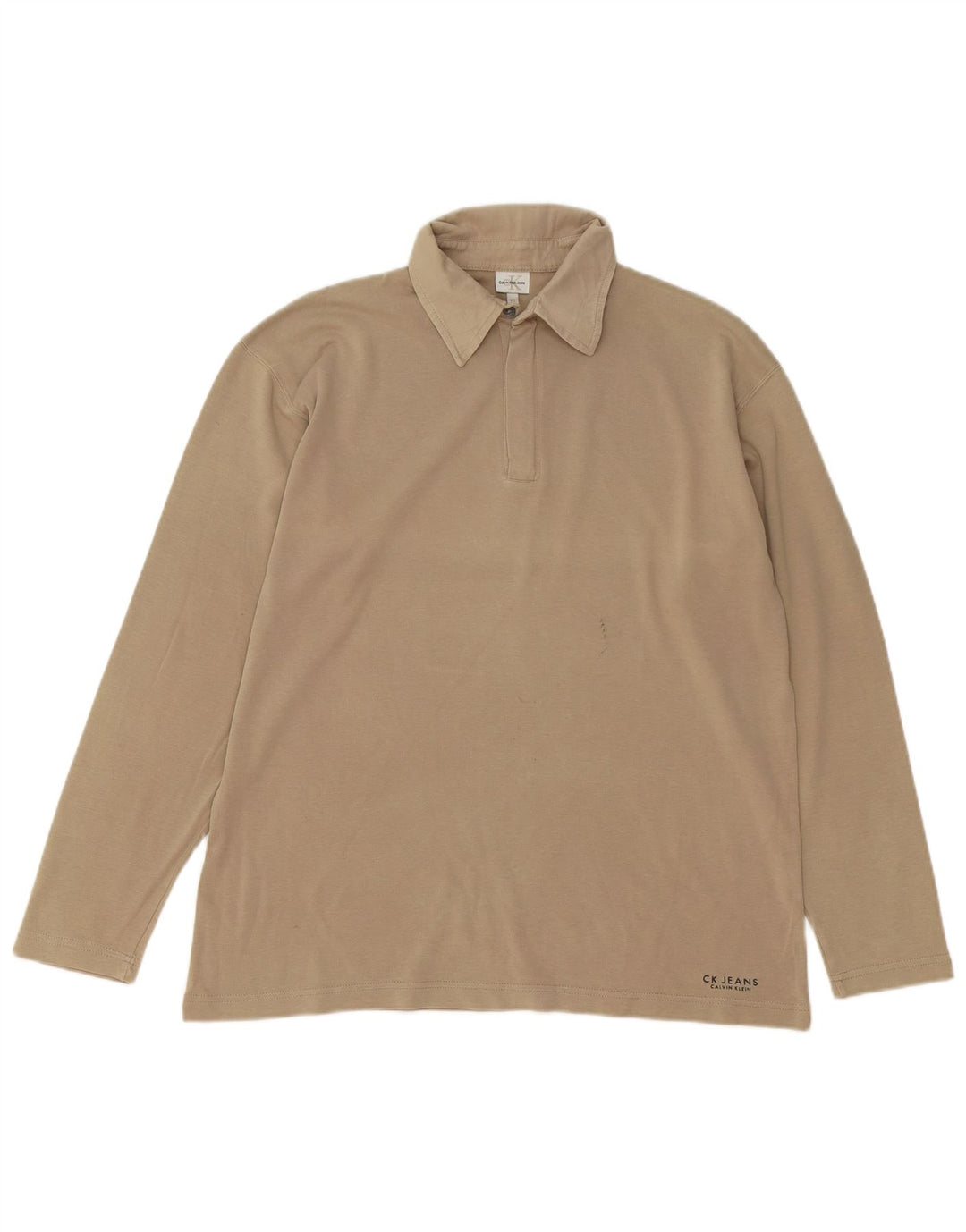 CALVIN KLEIN JEANS Langærmet drenge poloshirt 15-16 år Beige bomuld