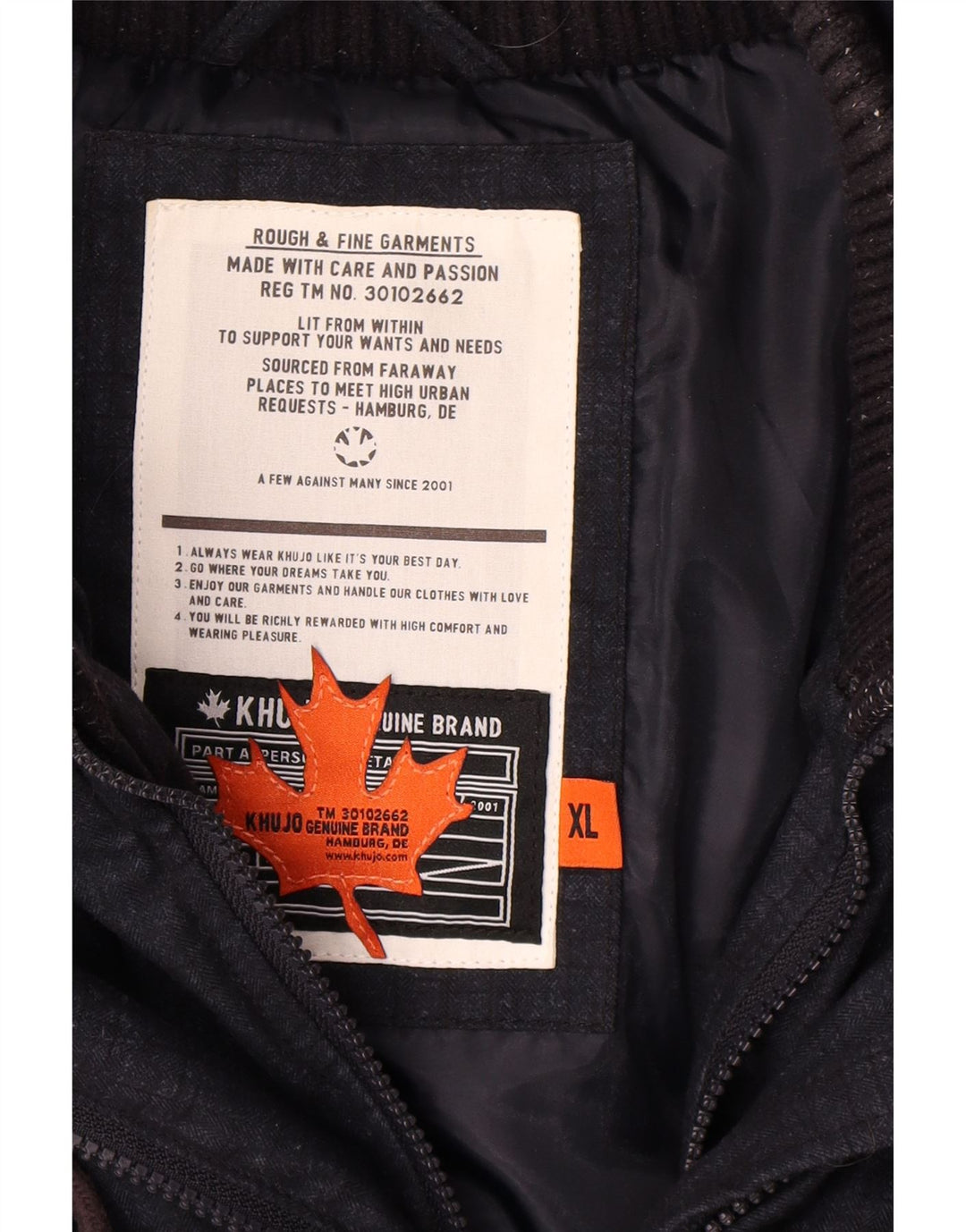 KHUJO Polstret frakke med hætte til kvinder UK 18 XL marineblå polyester