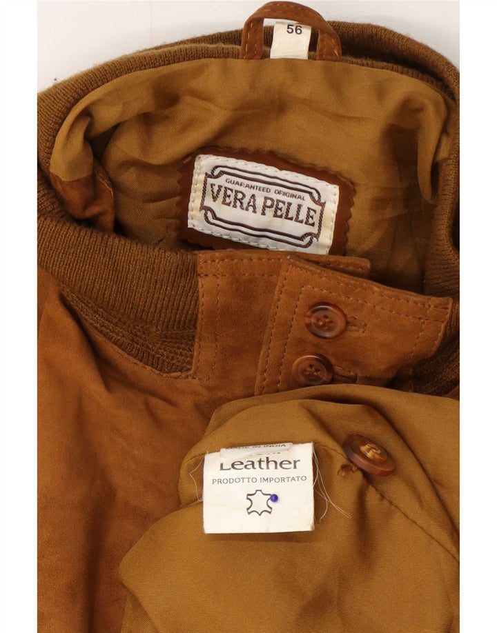 Vintage herre ruskind bomberjakke IT 56 3XL beige læder
