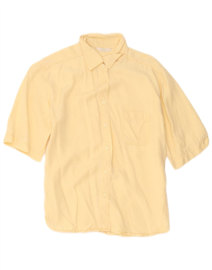 Marks & Spencer kortærmet skjorte til kvinder UK 10 Small Yellow Lyocell