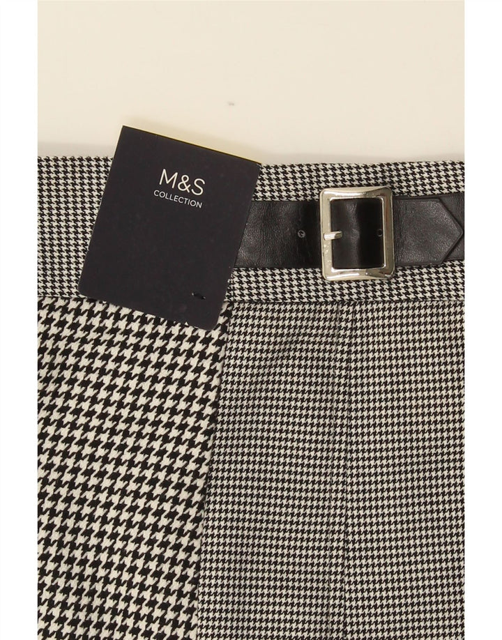 Marks & Spencer plisseret nederdel til kvinder UK 16 Large W34 Black Houndstooth