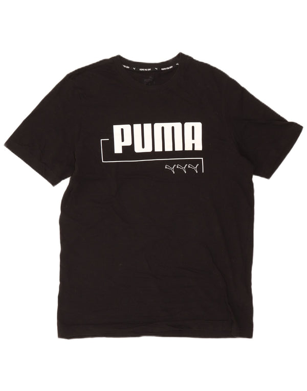 Puma Herre Grafisk T-Shirt Top Medium Sort Bomuld