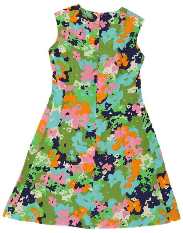 Vintage Kvinders Ærmeløs A-Line Kjole UK 8 Small Multicolored Retro