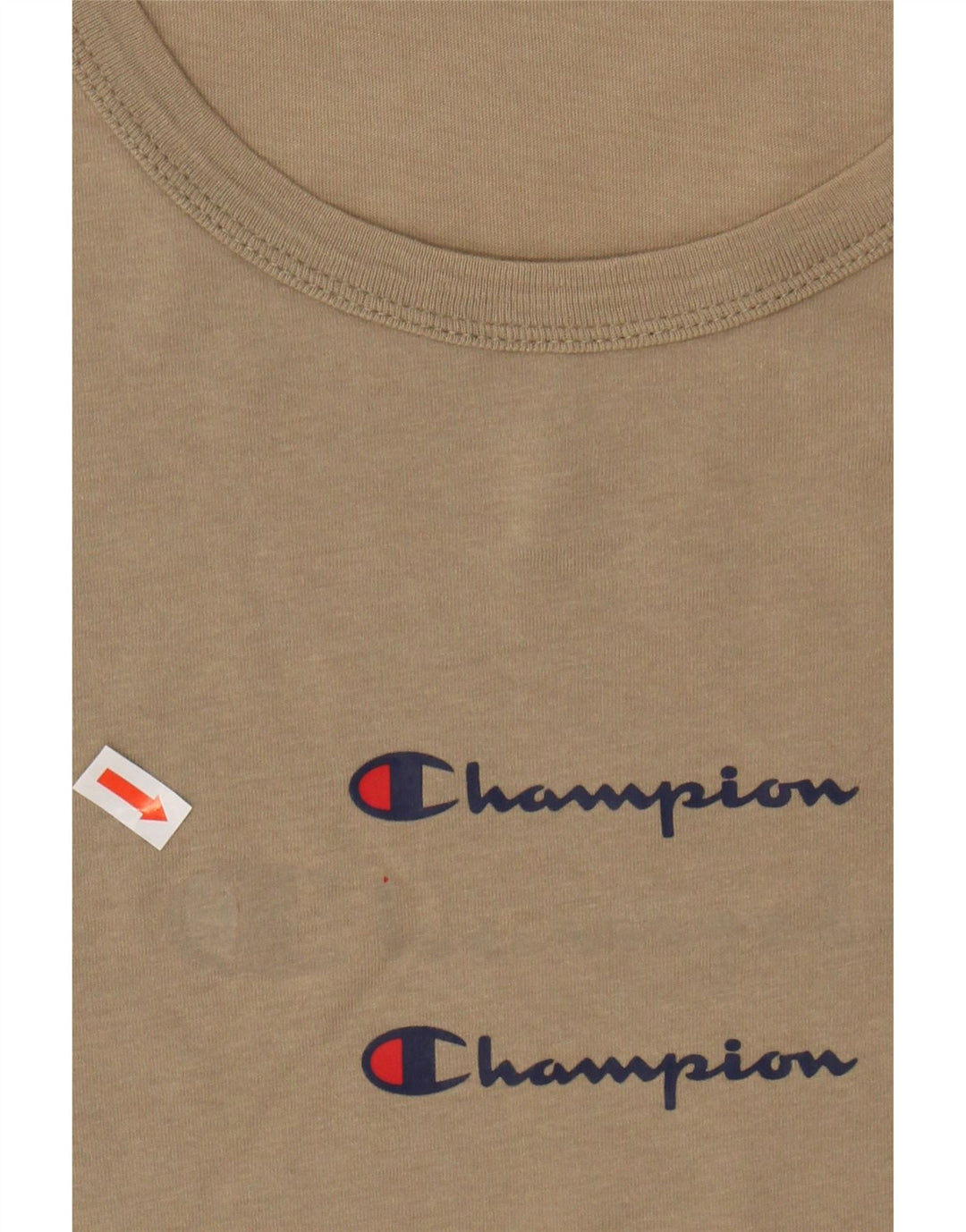 CHAMPION Mens Graphic T-Shirt Top Large Beige Cotton