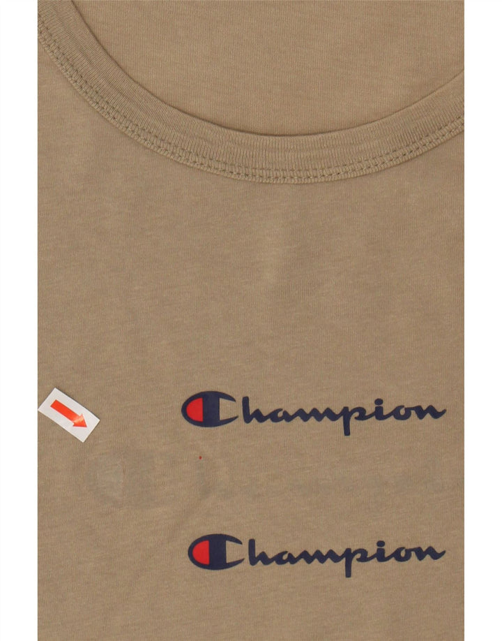 CHAMPION Mens Graphic T-Shirt Top Large Beige Cotton