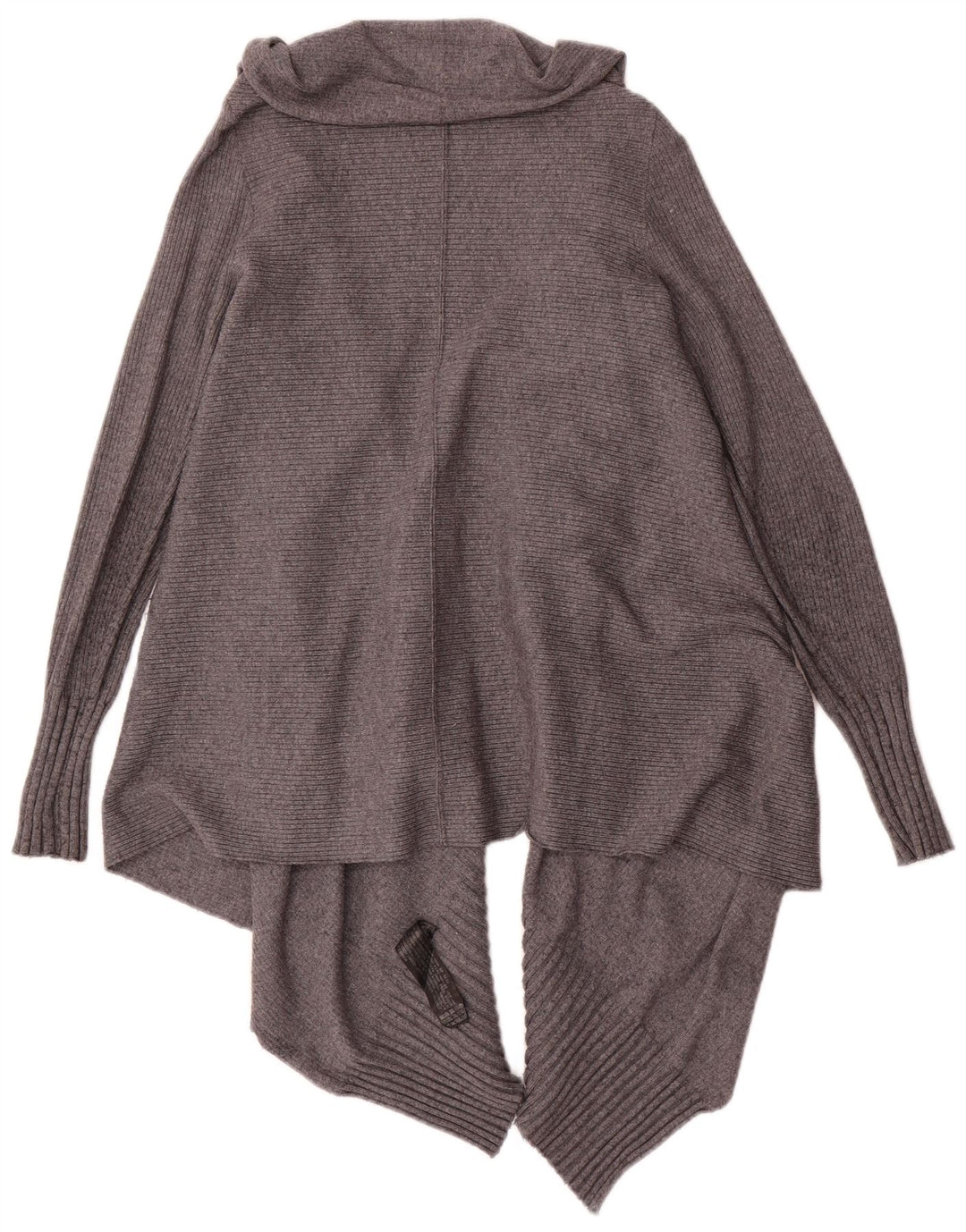 Zara Dame Asymmetric Open Cardigan Sweater UK 14 Medium Grey Viscose