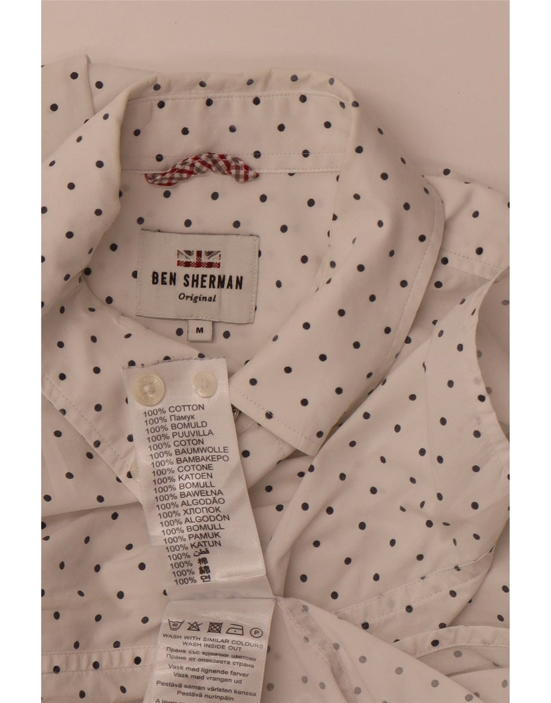 BEN SHERMAN Herreskjorte Medium hvid plettet bomuld