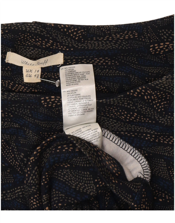 White Stuff Kvinders abstrakt mønster 3/4 ærme Basic Dress UK 14 Large Blue