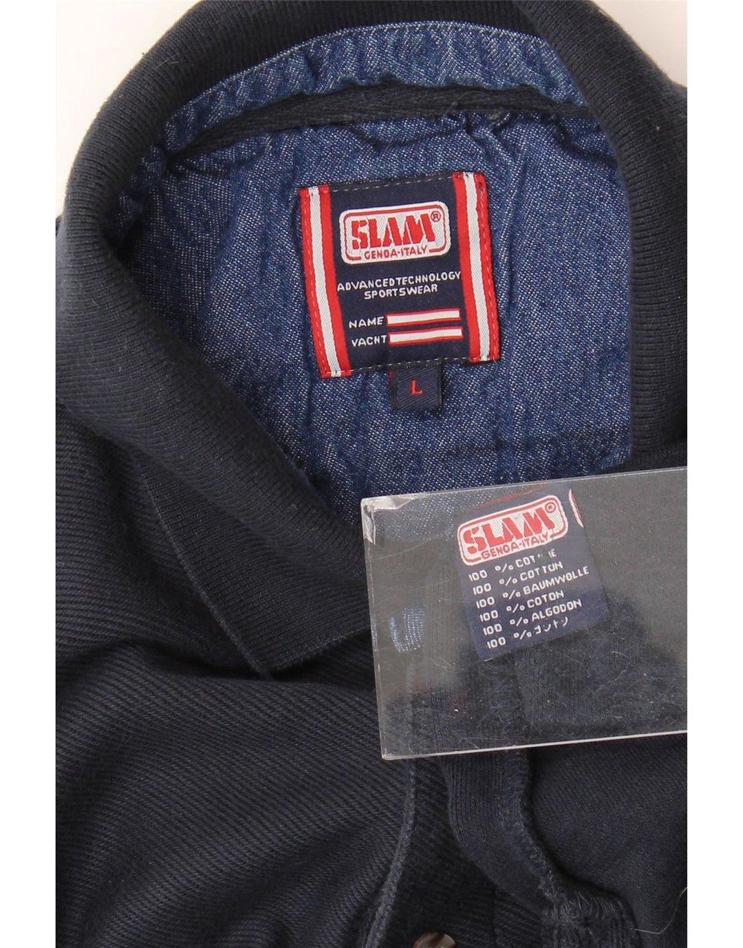 Slam Langærmet Polo Shirt til mænd Stor marineblå bomuld