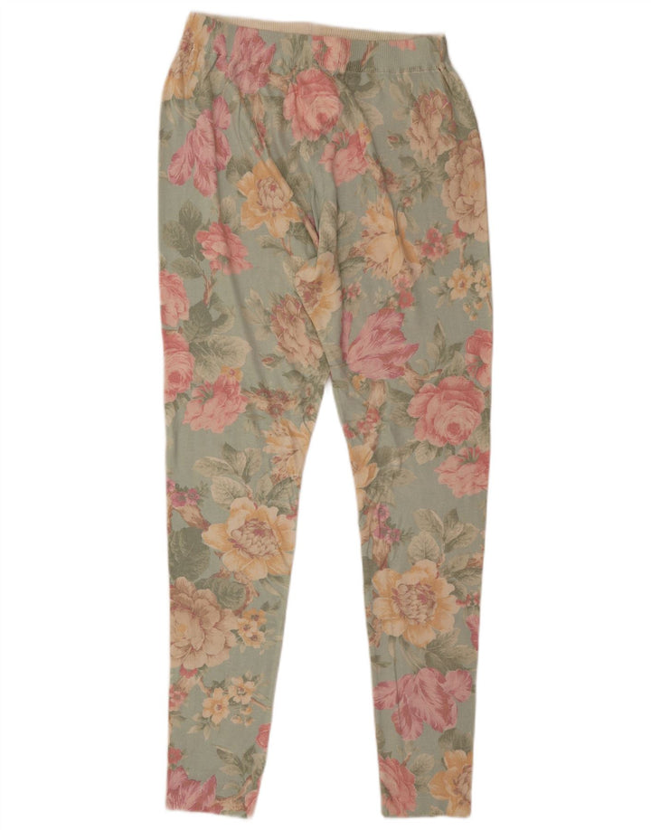 Vintage leggings til kvinder UK 12 Medium Blue Floral Viscose