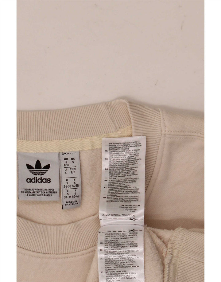 Adidas Dame Oversized Sweatshirt Jumper UK 8/10 Small Beige Bomuld