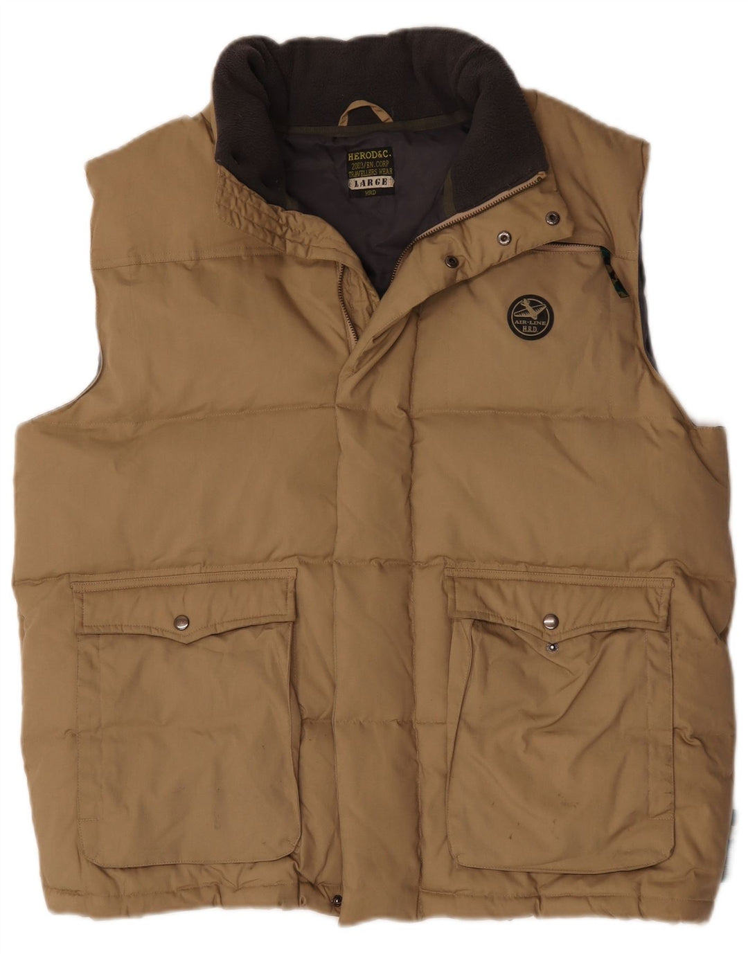Vintage Polstret Gilet til mænd UK 40 Large Beige Polyester