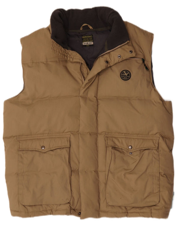 Vintage Polstret Gilet til mænd UK 40 Large Beige Polyester