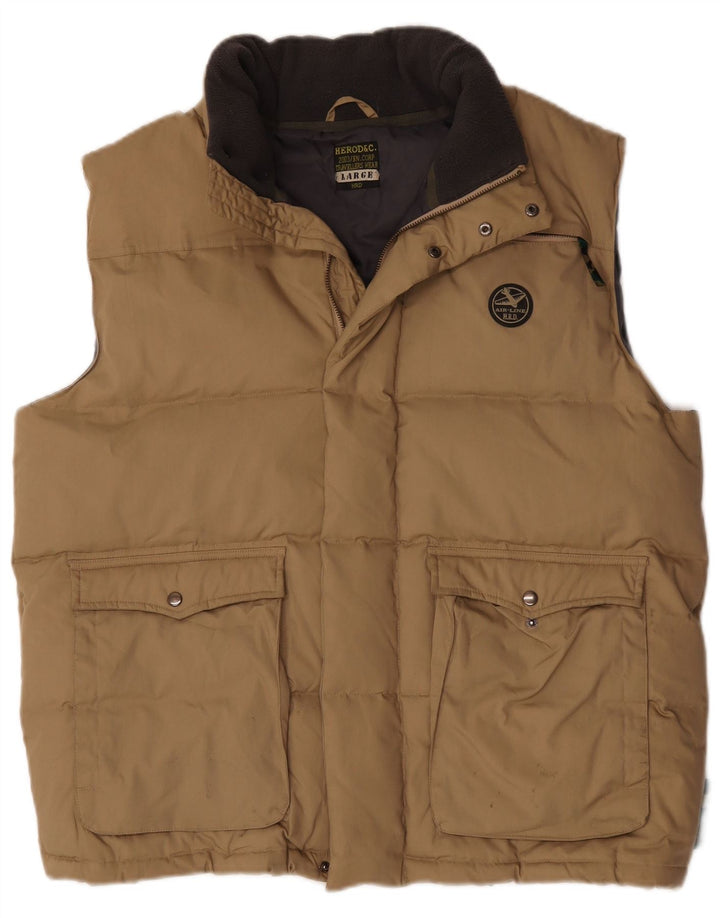 Vintage Polstret Gilet til mænd UK 40 Large Beige Polyester