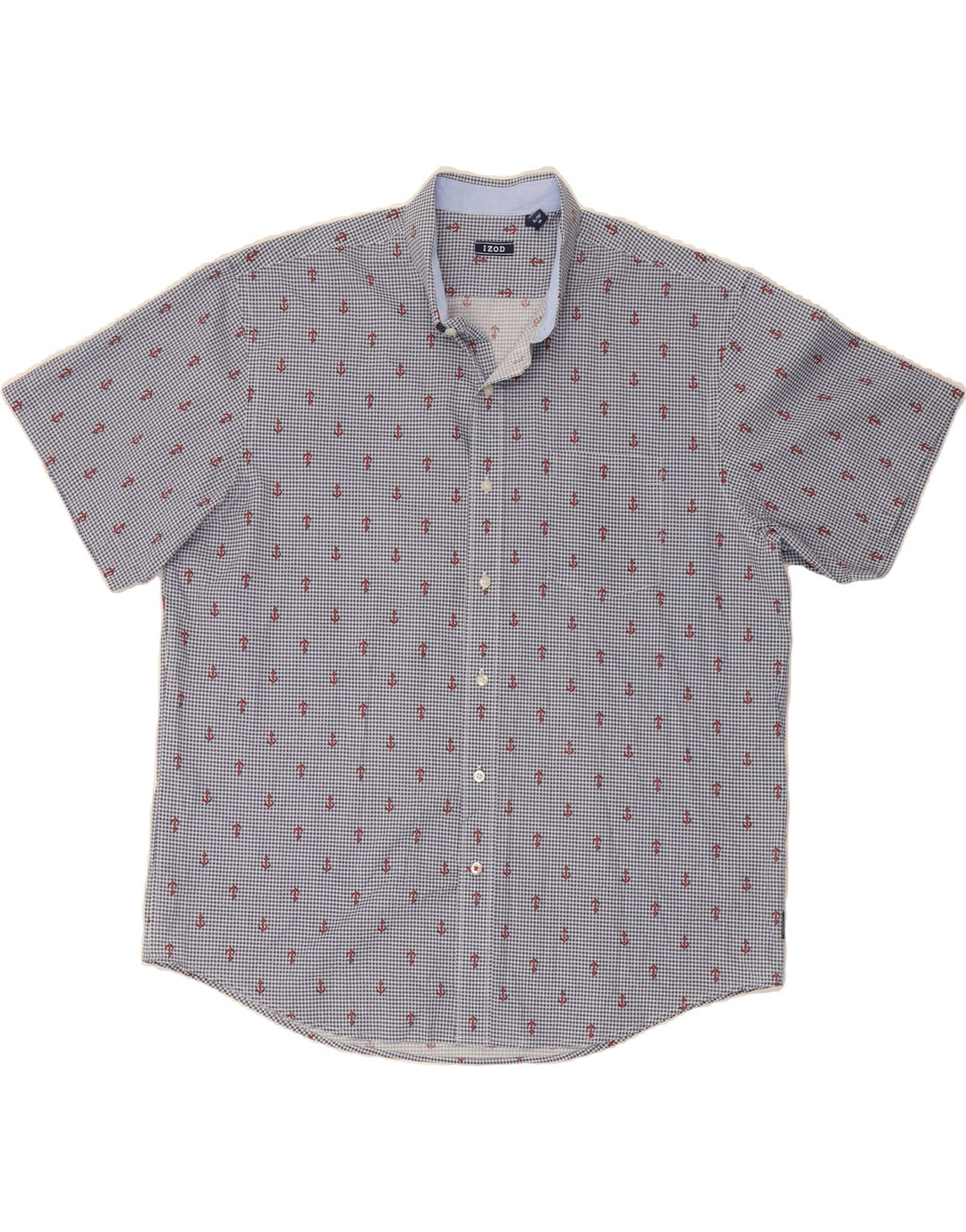 IZOD Mens Short Sleeve Shirt XL Blue Spotted Cotton Vintage Izod and Second-Hand Izod from Messina Hembry 