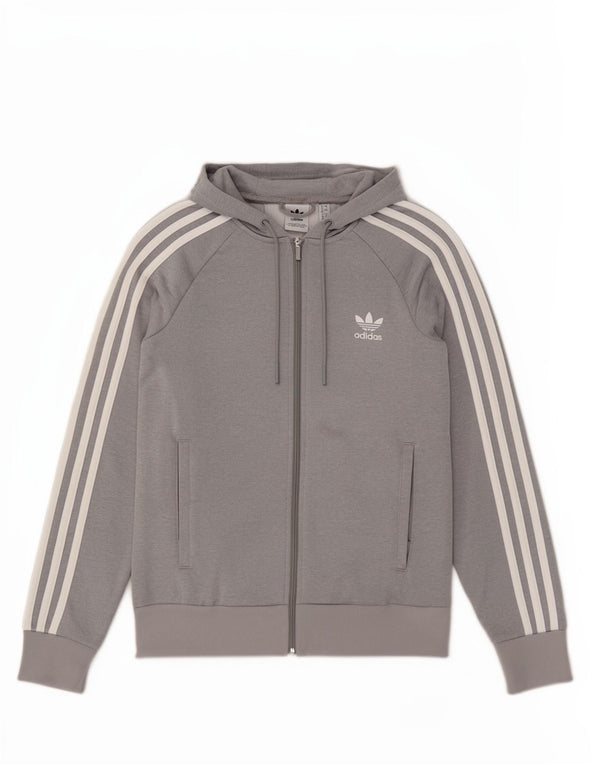 Adidas Dame Hættetrøje Sweater UK 12 medium Grå Polyester Sports