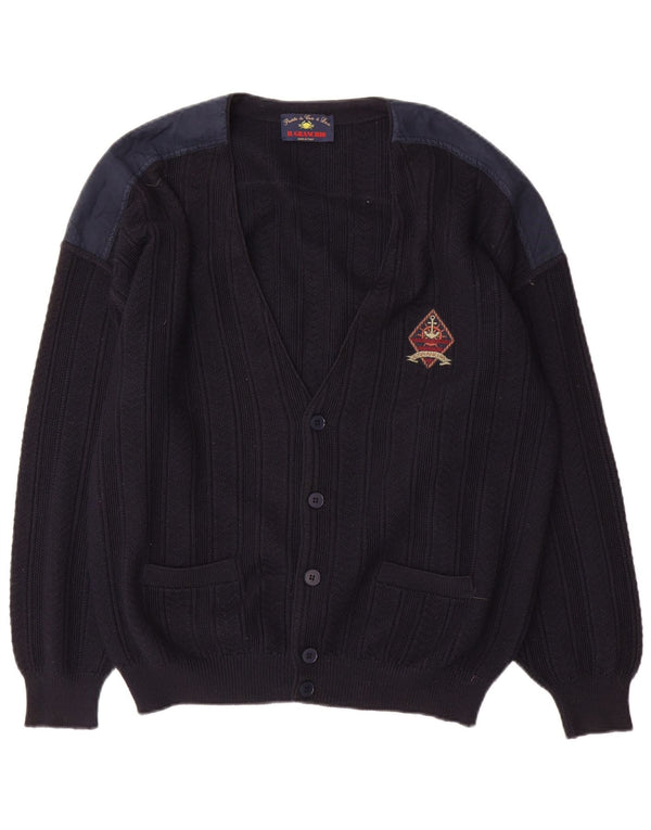 Il Granchio Herre Cardigan Sweater Large Navy Blue Colourblock