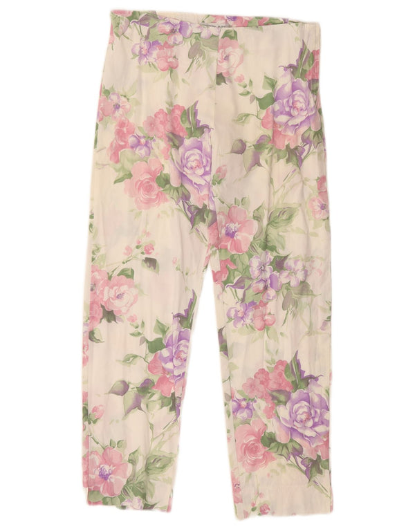 Vintage kvinders cropped bukser IT 44 Medium W28 L25 Hvid blomster bomuld