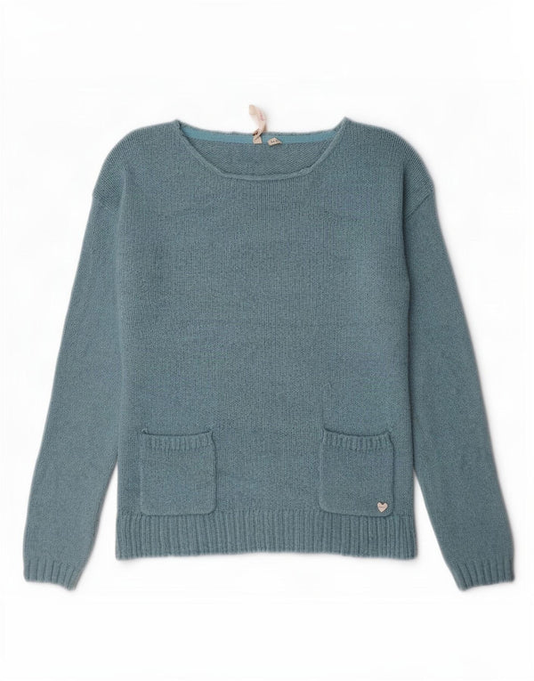 White Stuff Dame Boat Neck Jumper Sweater UK 12 Medium Blue Viscose