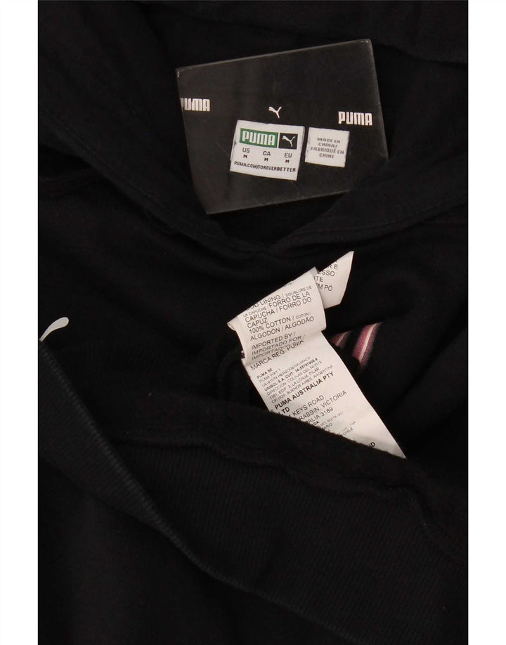 Puma Dame Grafisk Oversized Hoodie Jumper UK 14 Medium Sort Bomuld