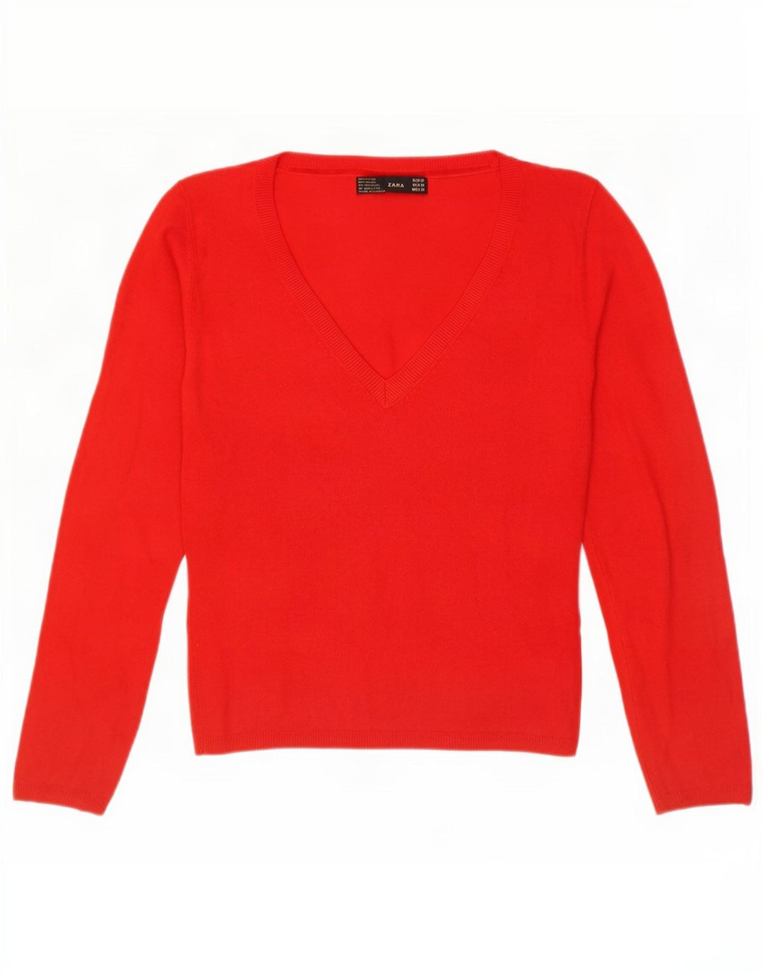 Zara Dame V-hals sweater UK 12 Medium Red Rayon