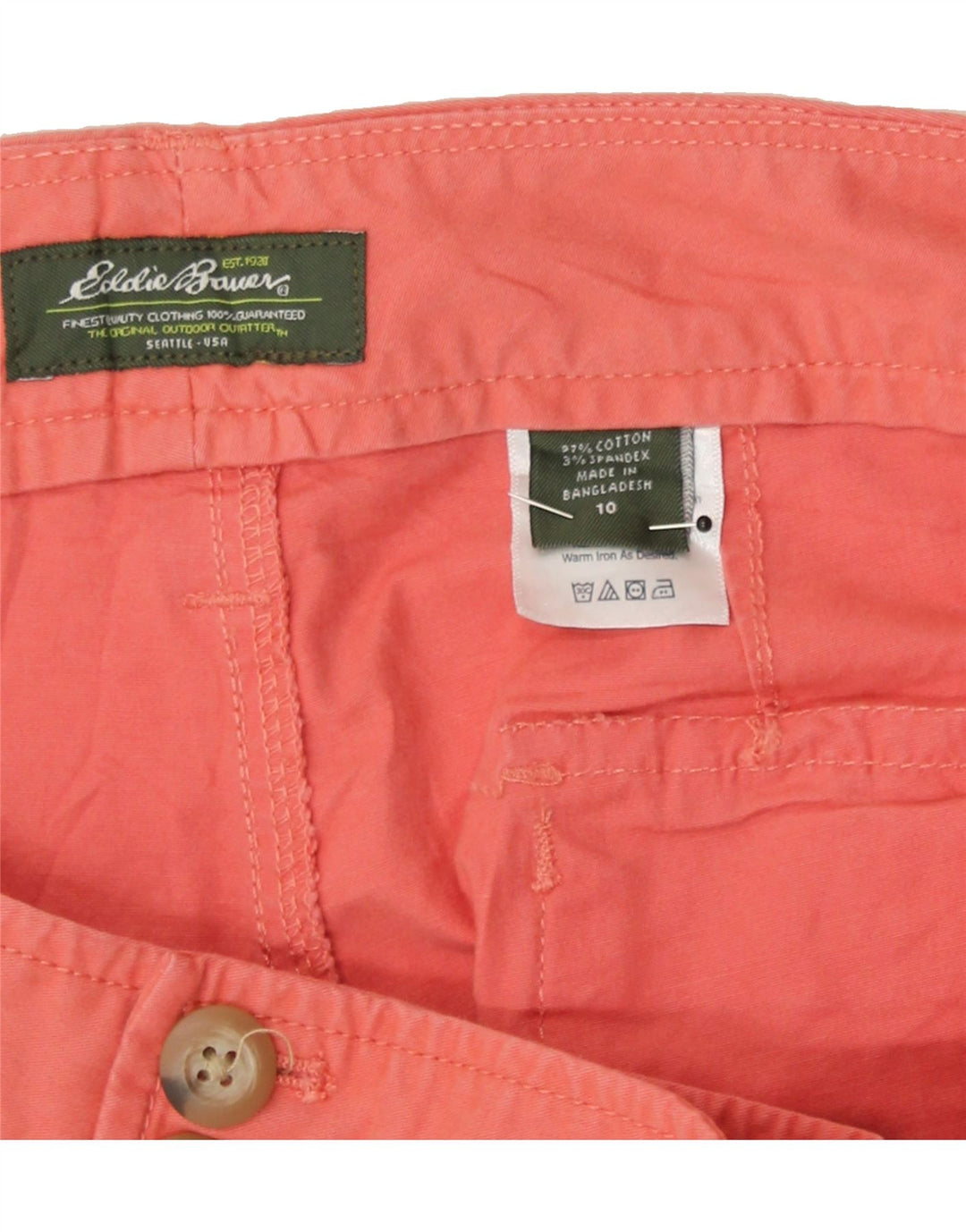 EDDIE BAUER Womens Chino Shorts US 10 Large W32  Pink Cotton Vintage Eddie Bauer and Second-Hand Eddie Bauer from Messina Hembry 