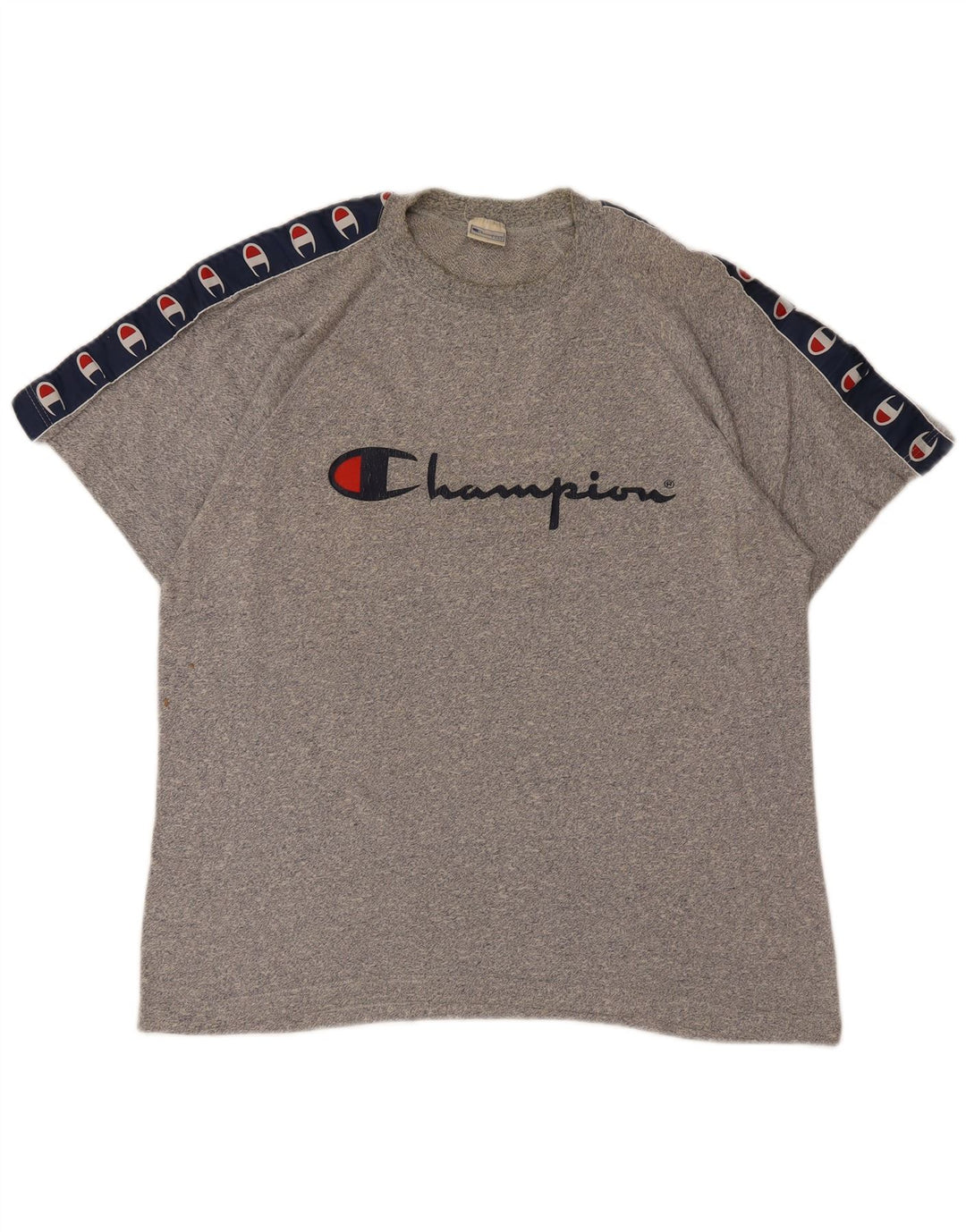 Champion Herre Grafisk T-Shirt Top Stor Grå Colourblock Bomuld