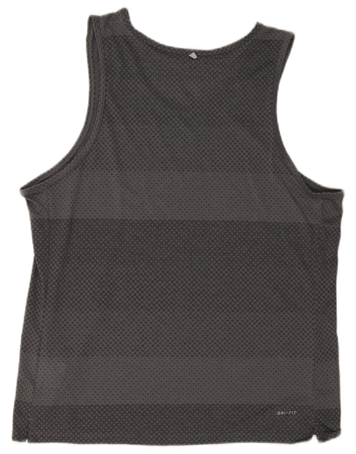 Nike Herre Dri Fit Vest Top Stor Grå Stribet Polyester