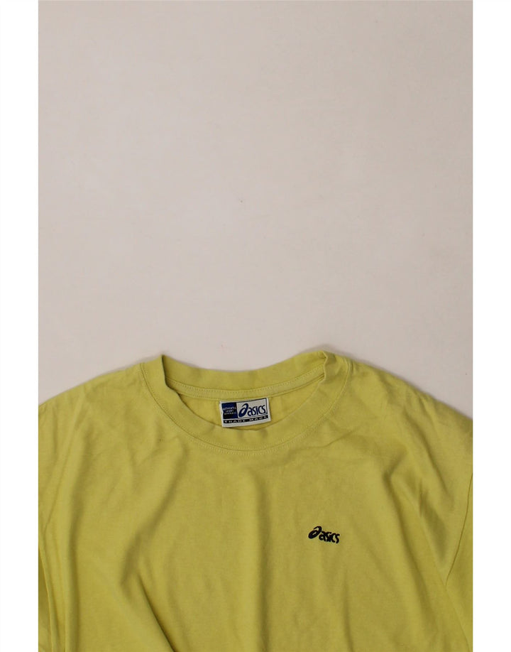 ASICS Mens T-Shirt Top Medium Yellow Cotton Vintage Asics and Second-Hand Asics from Messina Hembry 