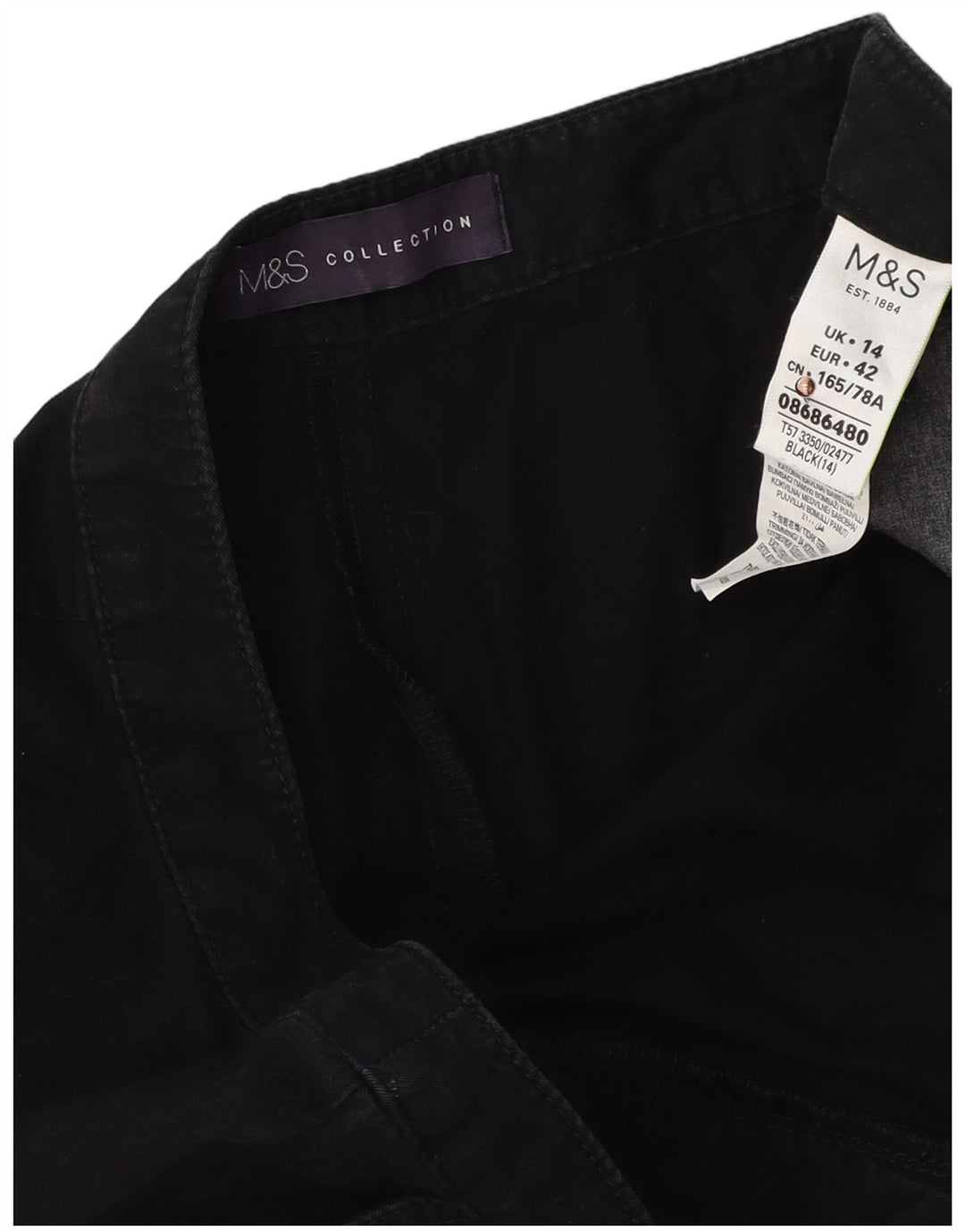 MARKS & SPENCER Chino-shorts til kvinder UK 14 Large W34 Black Bomuld