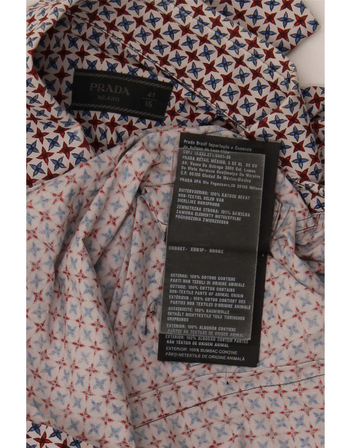 Prada herreskjorte str. 16 41 Stor flerfarvet geometrisk bomuld