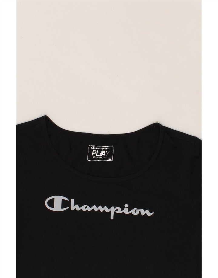 CHAMPION Womens Athletic Fit  Graphic T-Shirt Top UK 14 Medium Black Vintage Champion and Second-Hand Champion from Messina Hembry 