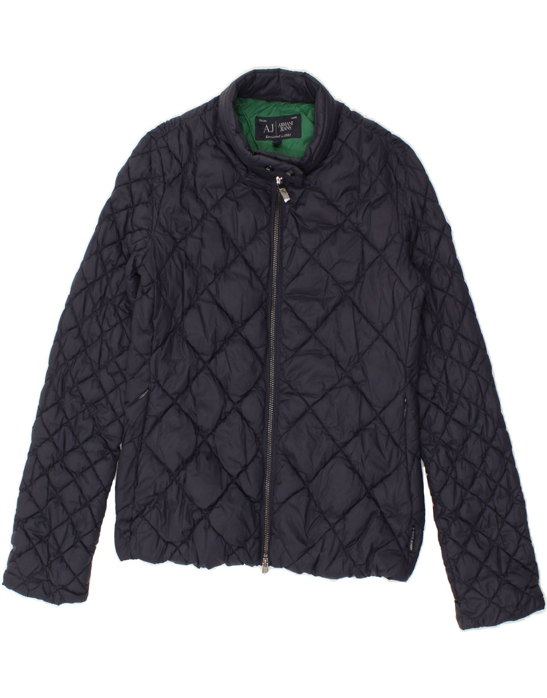 ARMANI JEANS Womens Quilted Jacket EU 40 Medium Navy Blue Polyamide Vintage Armani Jeans and Second-Hand Armani Jeans from Messina Hembry 
