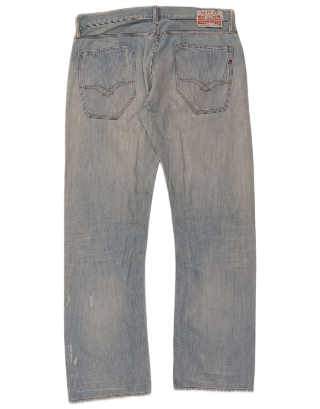 REPLAY Herre Straight Jeans W36 L34 Blå Bomuld