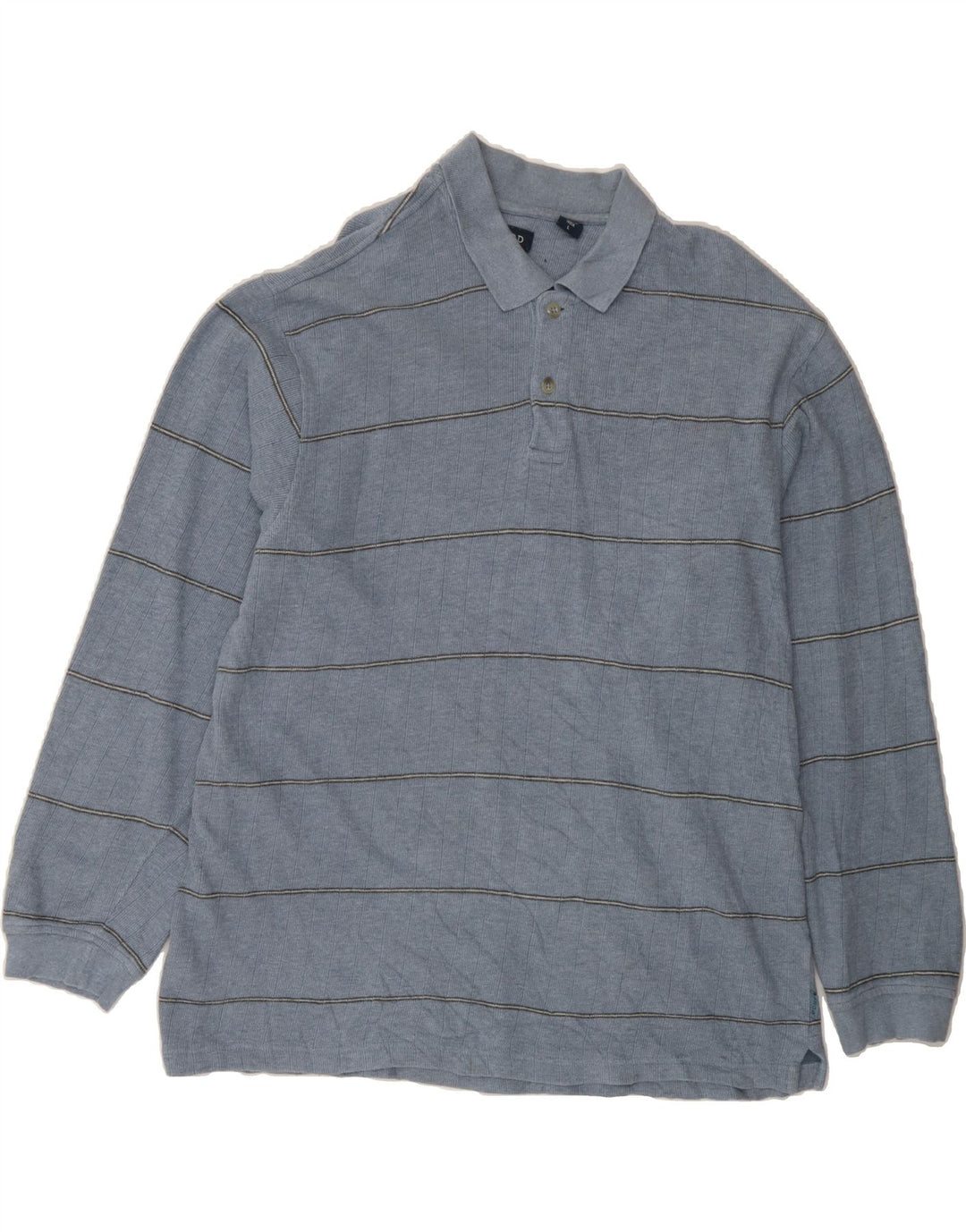 IZOD Mens Long Sleeve Polo Shirt Large Blue Striped Cotton Vintage Izod and Second-Hand Izod from Messina Hembry 