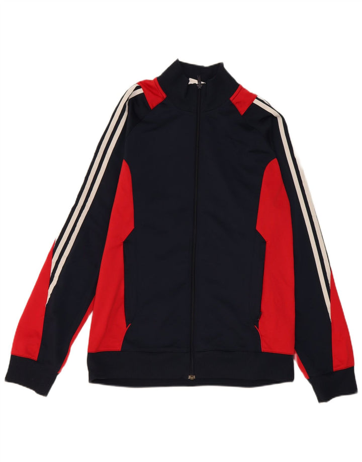 ADIDAS Mens Tracksuit Top Jacket Medium Navy Blue Colourblock Polyester